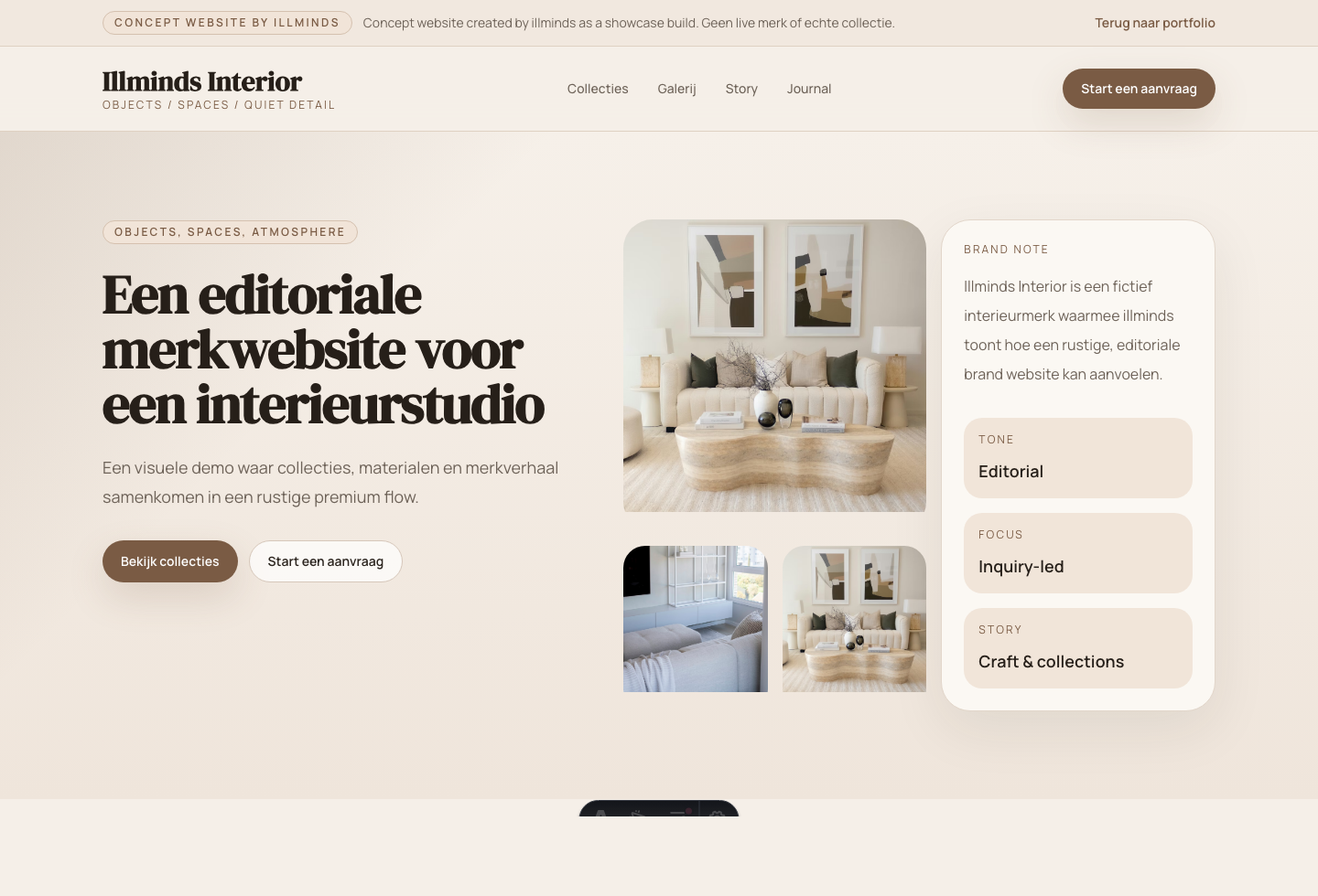 Website voor een creatief interieurmerk preview