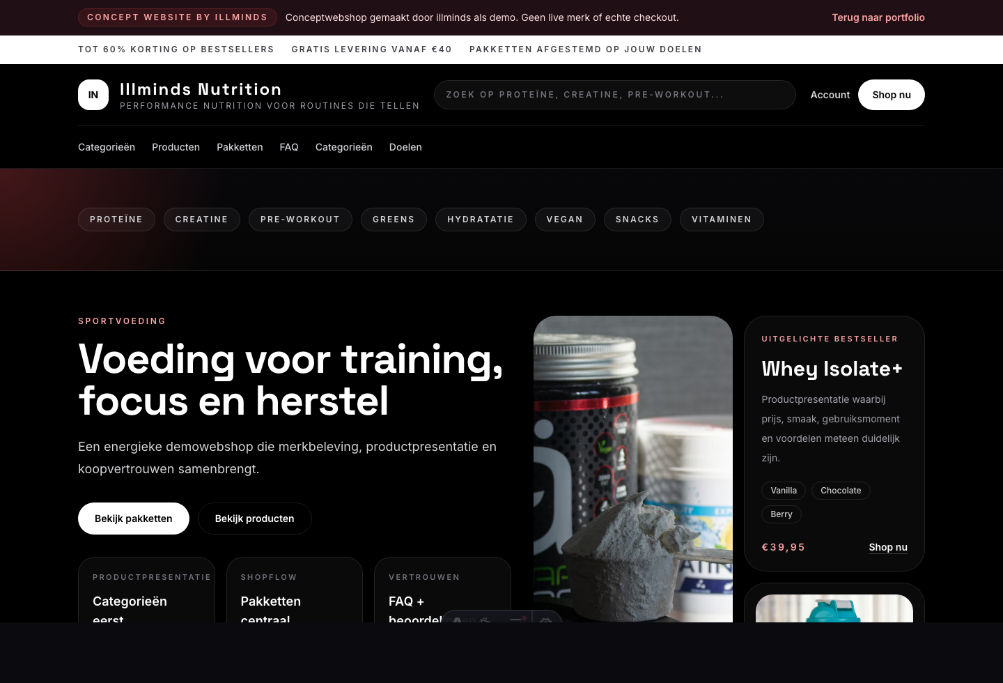 Webshop voor een fitness supplementenmerk preview